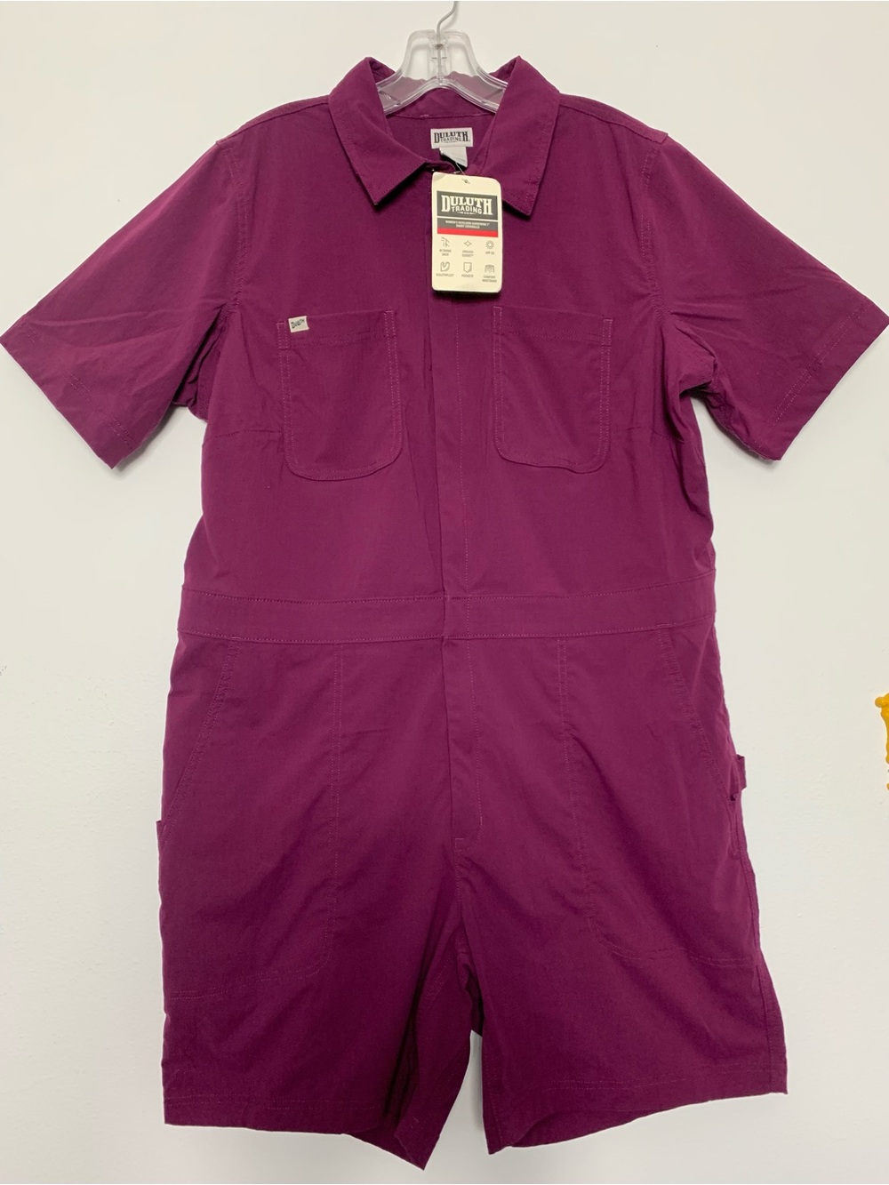 NWT Large Duluth Heirloom Gardening 7" Coveralls Shorts Garden Overalls Raspber